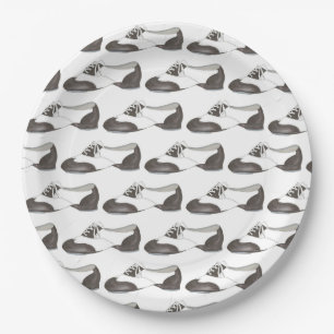 Black-and-White Oxford Tap Shoe Dance Teacher Paper Plate