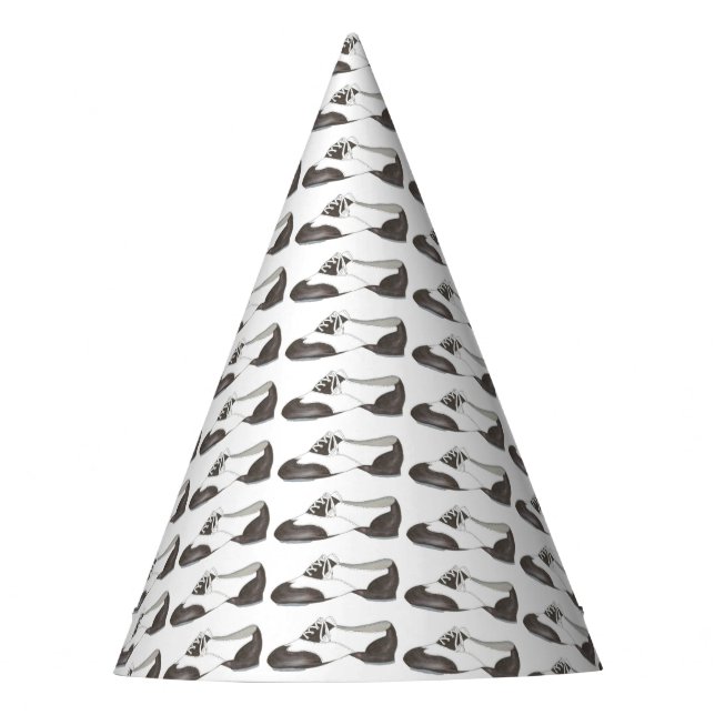 Black-and-White Oxford Tap Shoe Dance Teacher Party Hat (Front)
