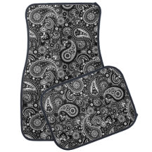 Black and White Pailey Pattern Set of Car Mats