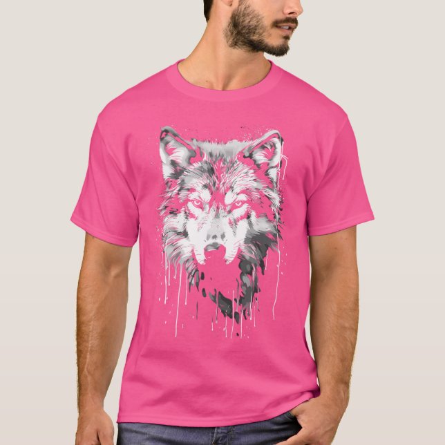 Black And White Paint Dripping Wolf Tee (Front)