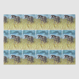 Black and White Paint Horse Watercolor Art Tissue Paper