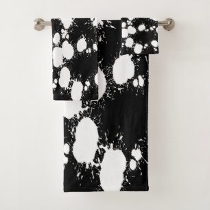 Black and White Paint Splatter Bath Towel Set