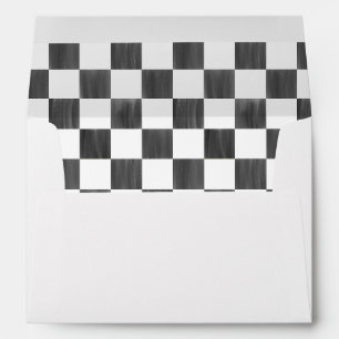 Black and White Painted Chequerboard Patterned Envelope