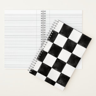 Black and White Painted Design Check Style Notebook