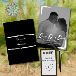 Black and White Painted Frame Full Photo Wedding Save The Date