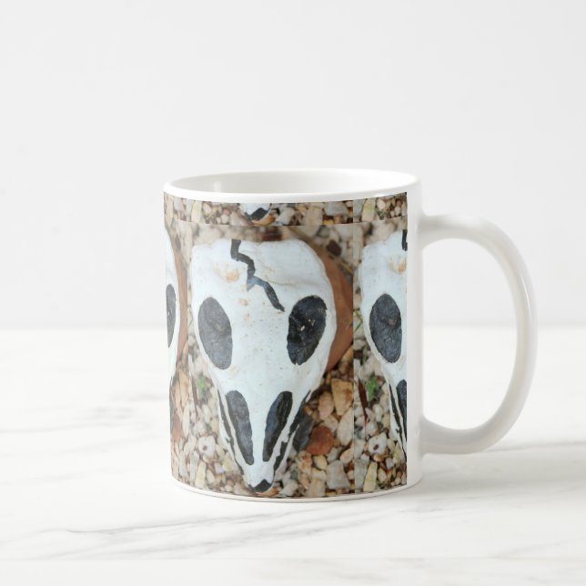 black and white painted skull coffee mug (Right)