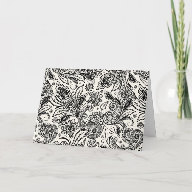 Black and white paislely  card (Front)