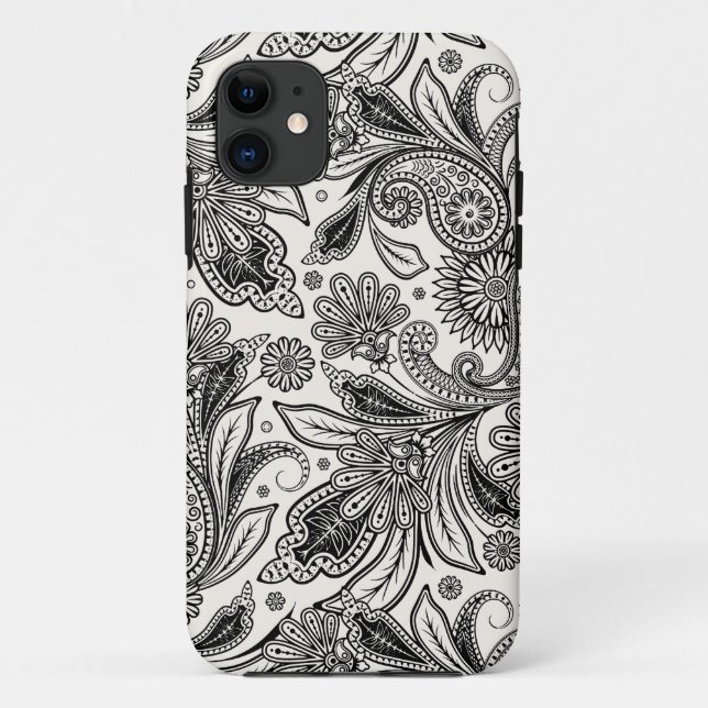 Black and white paislely  Case-Mate iPhone case (Back)