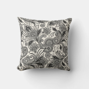 Black and white paislely  cushion