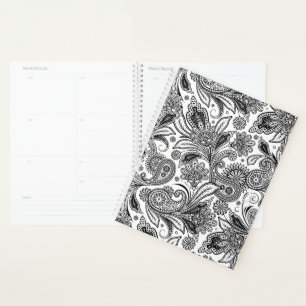 Black and white paislely  planner