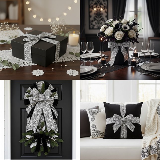 Black and white paislely  satin ribbon (Creator Uploaded)