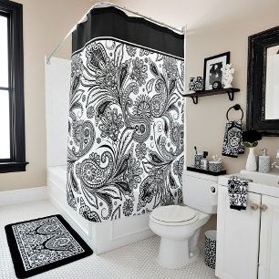 Black and white paislely shower curtain