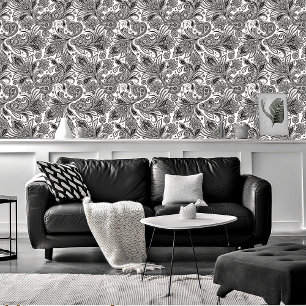 Black and white paislely  wallpaper