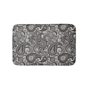 Black and White Paisley Bath Mat