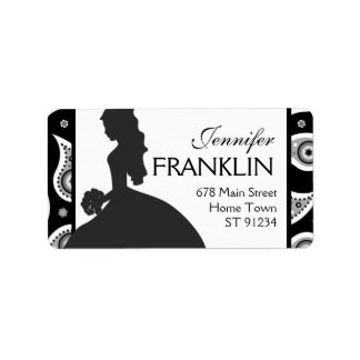 Black and White Paisley Bride Address Label