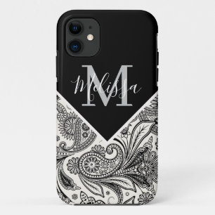 Black and white paisley    iPhone 11 case
