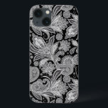 Black And White Paisley Ham Damasks Pattern iPhone 13 Case<br><div class="desc">Elegant black and white vintage floral paisley wpattern. All letters will be available soon,  and you can email me for your initial We also offer free text formatting for your business cards invitation,  etc.</div>