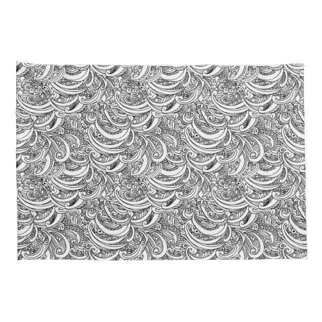 black and white paisley inked art pillows pillowcase (Back-Right)