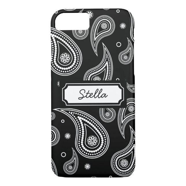 Black and White Paisley iPhone 7 Barely There Case (Back)