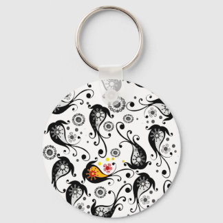 Black and White Paisley Key Chain