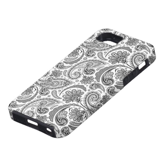 Black And White Paisley Lace Retro Pattern Case-Mate iPhone Case (Bottom)