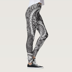 Black and white paisley leggings