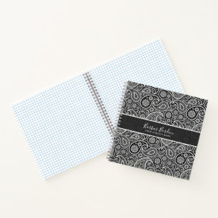 Black and white paisley pattern notebook
