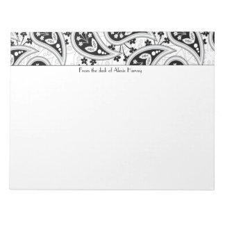 Black and White Paisley Pattern Notepad