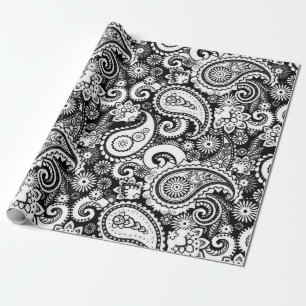 Black and White Paisley Pattern Wrapping Paper