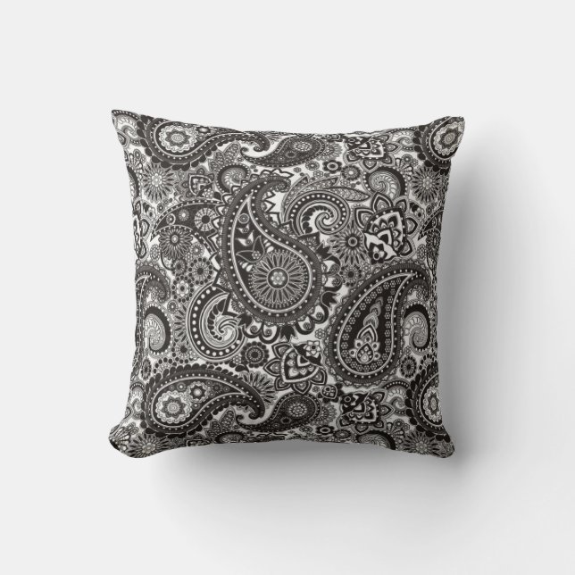 Black and White Paisley Pillow (Front)