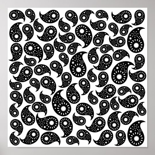 Black and White Paisley. Poster