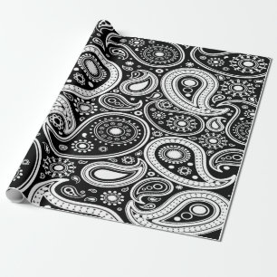 Black and White Paisley Wrapping Paper