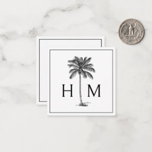Black and White Palm Palmetto Tree Monogram Card