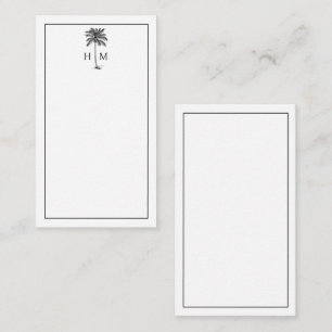 Black and White Palm Palmetto Tree Monogram Card