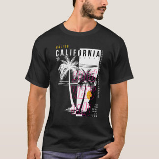Black and White Palm Tree California Malibu T-Shirt