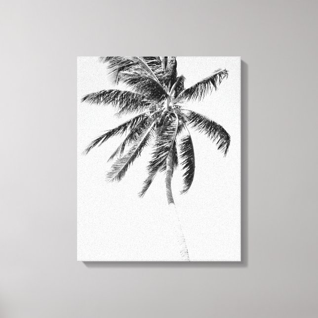 Black and white palm tree photo canvas print (Front)