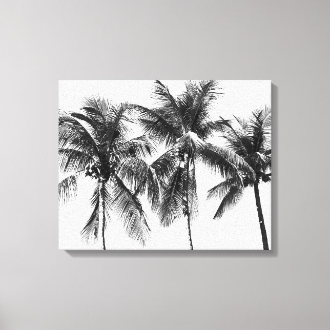 Black and white palm tree photo canvas print (Front)