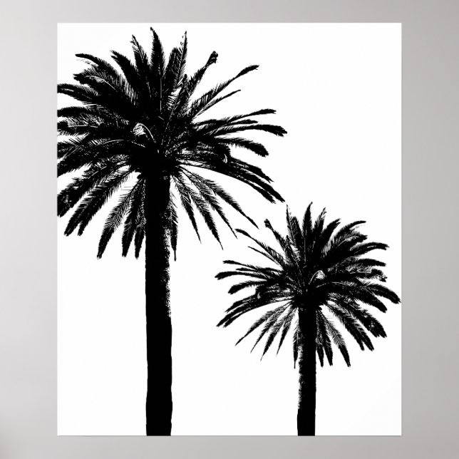 Black and white palm tree silhouette wall poster (Front)