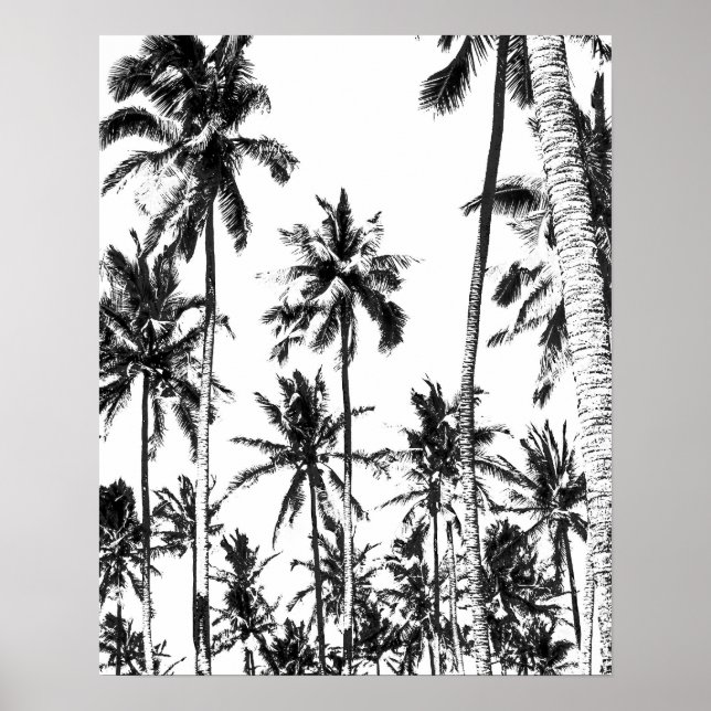 Black and white palm tree tropical summer poster (Front)