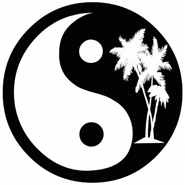 Black and White Palm Tree Yin Yang Symbol Photo Sculpture Decoration (Front)