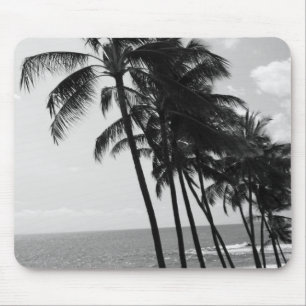 Black and White Palm Trees Mouse Mat