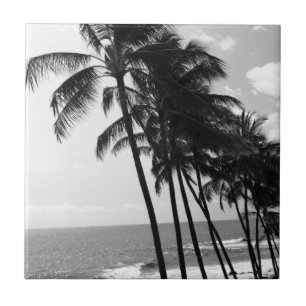 Black and White Palm Trees Tile