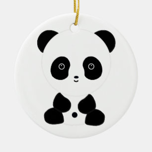 Black and White Panda Bear Ceramic Tree Decoration
