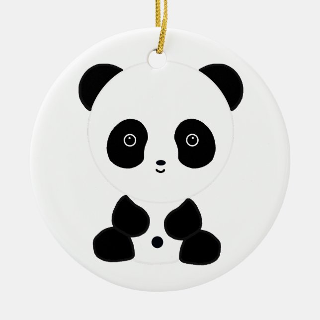 Black and White Panda Bear Ceramic Tree Decoration (Front)