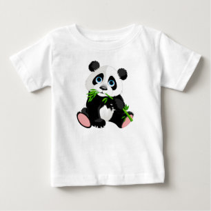 Black and White Panda Bear Eating Green Bamboo Baby T-Shirt