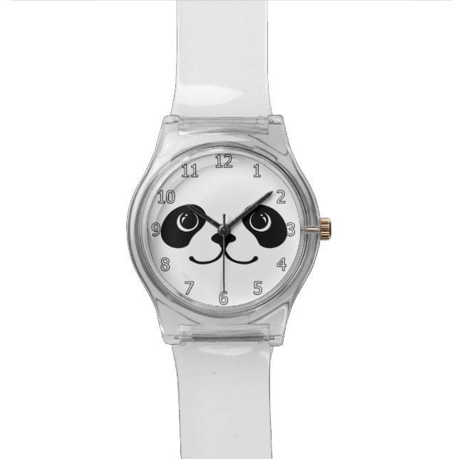 Black And White Panda Cute Animal Face Design Watch (Close Up)