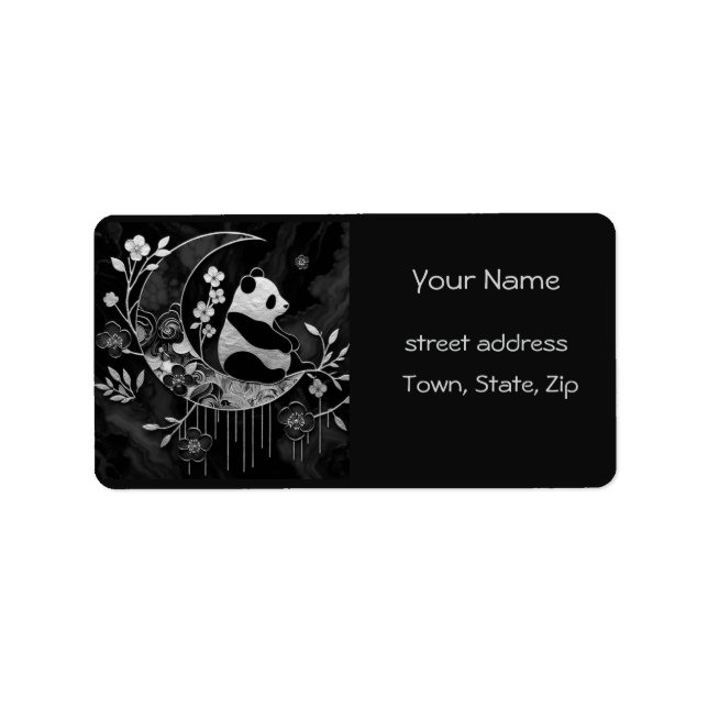 Black and White Panda on Moon  Label (Front)