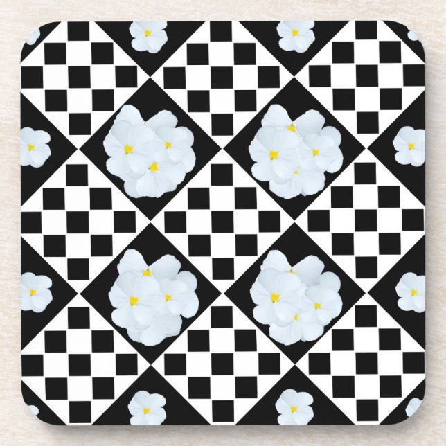 Black And White Pansy, Coasters (Front)