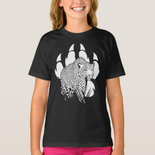 Black and White Panther Footprint Graphic Design T-Shirt