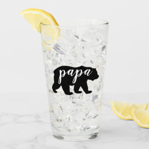 Black and White Papa Bear Glass